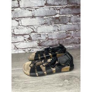 Loeffler Randall Black Leather Pascal Gladiator Strappy Sandals Women Sz 38EU/7M